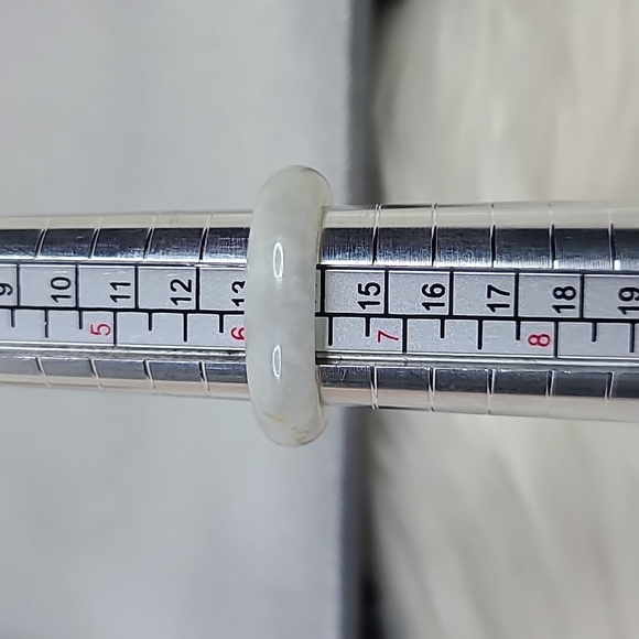 Ring Size 6 White Creme Jadeite Jade Band Simple Style Unisex Gift Everyday - Picture 6 of 6